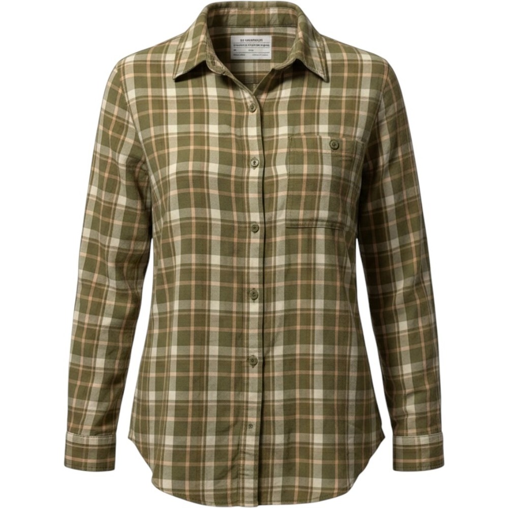 REI Co-op Women's Large Plaid Button Down Shirt Long Sleeve Cotton Green